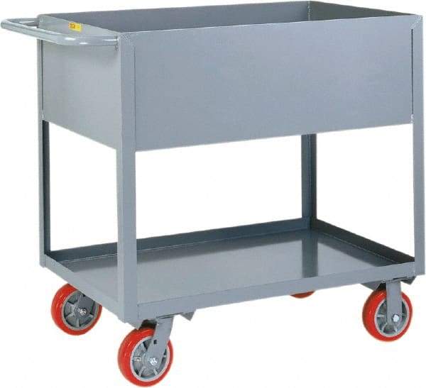 Little Giant - 1,200 Lb Capacity, 18" Wide x 30" Long x 35" High Deep Shelf Cart - 2 Shelf, Steel, 2 Rigid/2 Swivel Casters - Caliber Tooling