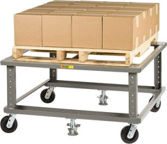 Little Giant - 3,600 Lb Capacity Steel Adjustable Height Pallet Stand - 48" Long x 48" Wide x 24" High, 6" Wheels - Caliber Tooling