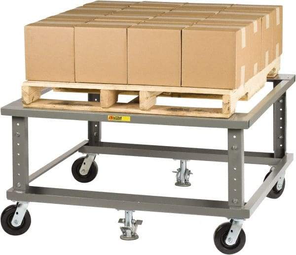 Little Giant - 3,600 Lb Capacity Steel Adjustable Height Pallet Stand - 48" Long x 40" Wide x 24" High, 6" Wheels - Caliber Tooling