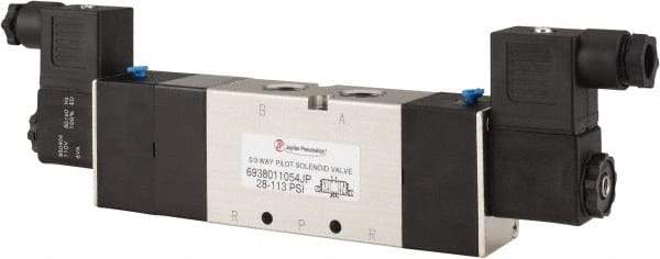 PRO-SOURCE - 3/8", 5/3 Way Double Stacking Solenoid Valve - 110 VAC, 1.73 CV Rate, 2.81" High x 9.8" Long - Caliber Tooling