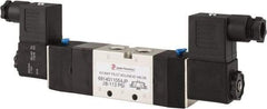 PRO-SOURCE - 1/4", 5/3 Way Double Stacking Solenoid Valve - 110 VAC, 0.76 CV Rate, 2.6" High x 8-1/2" Long - Caliber Tooling