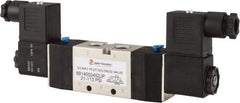 PRO-SOURCE - 1/4", 5/2 Way Double Stacking Solenoid Valve - 24 VDC, 0.98 CV Rate, 2.6" High x 7.76" Long - Caliber Tooling