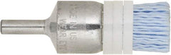 Tanis - 220 Grit, 1/2" Brush Diam, Crimped, End Brush - 1/4" Diam Steel Shank, 10,000 Max RPM - Caliber Tooling