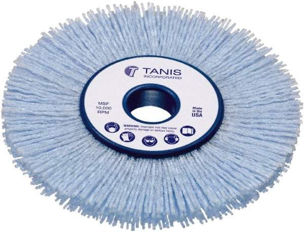 Tanis - 10" OD, 2" Arbor Hole, Crimped Nylon Wheel Brush - 1" Face Width, 3-1/4" Trim Length, 0.022" Filament Diam - Caliber Tooling