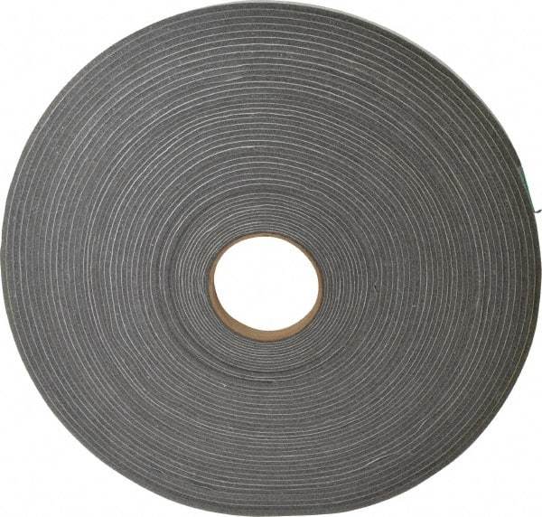 Made in USA - 3/16" Thick x 1/2" Wide x 100' Long Gray Open Cell Polyurethane Foam Rubber Roll - Stock Length, Adhesive Back, 1.8 to 2.2 Lb/Cu Ft Density, -20°F to 160°F - Caliber Tooling