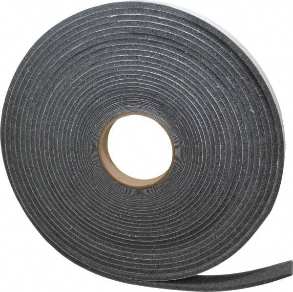 Made in USA - 1/4" Thick x 1" Wide x 50' Long Gray Open Cell Polyurethane Foam Rubber Roll - Stock Length, Adhesive Back, 1.8 to 2.2 Lb/Cu Ft Density, -20°F to 160°F - Caliber Tooling