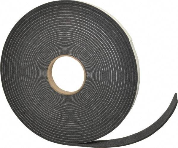 Made in USA - 3/8" Thick x 3/4" Wide x 50' Long Gray Open Cell Polyurethane Foam Rubber Roll - Stock Length, Adhesive Back, 1.8 to 2.2 Lb/Cu Ft Density, -20°F to 160°F - Caliber Tooling