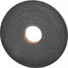 Made in USA - 3/8" Thick x 1" Wide x 50' Long Gray Open Cell Polyurethane Foam Rubber Roll - Stock Length, Adhesive Back, 1.8 to 2.2 Lb/Cu Ft Density, -20°F to 160°F - Caliber Tooling