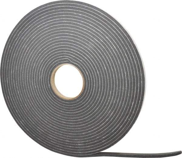 Made in USA - 1/4" Thick x 1/2" Wide x 45' Long Black Closed Cell PVC Foam Rubber Roll - Stock Length, Adhesive Back, 13 Lb/Cu Ft Density, -20°F to 130°F - Caliber Tooling