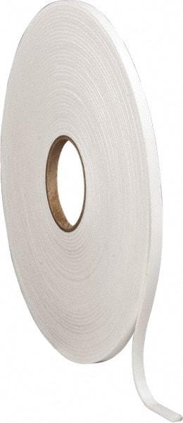 Made in USA - 1/8" Thick x 3/8" Wide x 75' Long White Closed Cell Polyethylene Foam Rubber Roll - Stock Length, Adhesive Back, 2 Lb/Cu Ft Density, -20°F to 170°F - Caliber Tooling