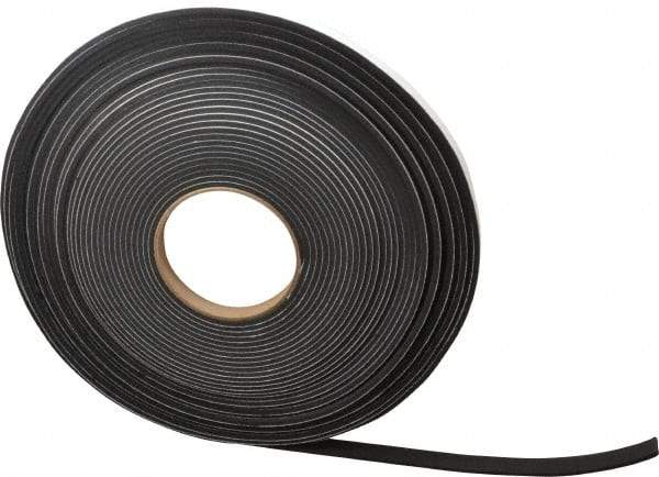 Made in USA - 1/8" Thick x 1/2" Wide x 50' Long Black Closed Cell Neoprene-Blend Spring Rubber Roll - Stock Length, Adhesive Back, 8 to 11 Lb/Cu Ft Density, -40°F to 158°F - Caliber Tooling