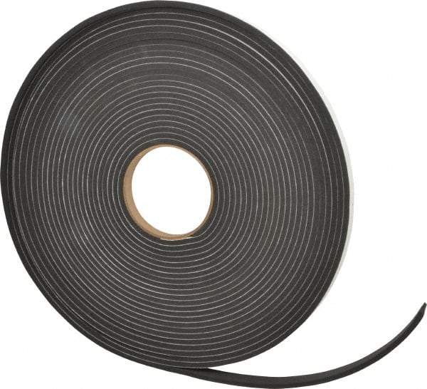 Made in USA - 3/16" Thick x 1/2" Wide x 50' Long Black Closed Cell Neoprene-Blend Spring Rubber Roll - Stock Length, Adhesive Back, 8 to 11 Lb/Cu Ft Density, -40°F to 158°F - Caliber Tooling