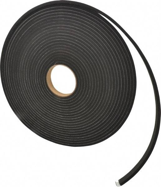 Made in USA - 1/4" Thick x 3/4" Wide x 50' Long Black Closed Cell Neoprene-Blend Spring Rubber Roll - Stock Length, Adhesive Back, 8 to 11 Lb/Cu Ft Density, -40°F to 158°F - Caliber Tooling