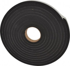 Made in USA - 1/2" Thick x 1" Wide x 25' Long Black Closed Cell Neoprene-Blend Spring Rubber Roll - Stock Length, Adhesive Back, 8 to 11 Lb/Cu Ft Density, -40°F to 158°F - Caliber Tooling