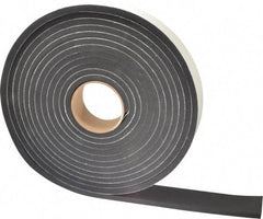 Made in USA - 3/8" Thick x 2" Wide x 25' Long Black Closed Cell Neoprene-Blend Spring Rubber Roll - Stock Length, Adhesive Back, 8 to 11 Lb/Cu Ft Density, -40°F to 158°F - Caliber Tooling