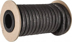 Made in USA - 1/4" x 19' Spool Length, Graphite Yarn Compression Packing - 3,500 Max psi, -450 to 6000° F, Dark Gray - Caliber Tooling