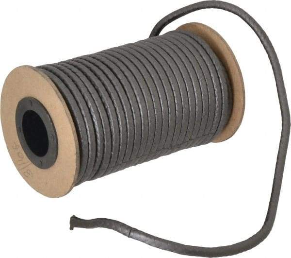 Made in USA - 3/16" x 33' Spool Length, 100% GFO Fiber Compression Packing - 1,900 Max psi, -400 to 550° F, Dark Gray - Caliber Tooling