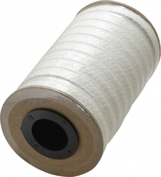 Made in USA - 3/8" x 8-1/2' Spool Length, PTFE/Hard Filament Compression Packing - 4,000 Max psi, -450 to 500° F, White - Caliber Tooling