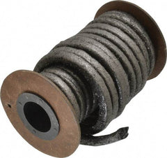 Made in USA - 1/4" x 12-1/2' Spool Length, Graphite Impregnated Aramid Compression Packing - 1,800 Max psi, -50 to 600° F, Gray - Caliber Tooling