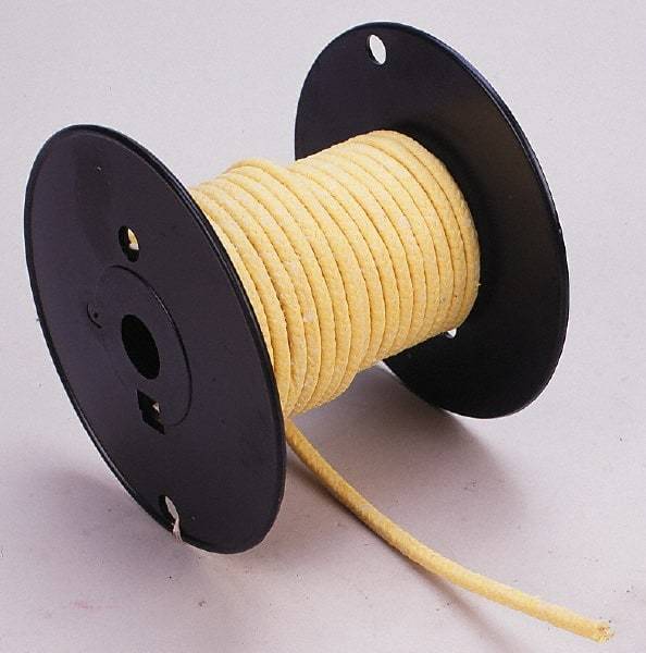 Made in USA - 1/8" x 81' Spool Length, TFE/Aramid Compression Packing - 5,000 Max psi, -100 to 500° F, Yellow - Caliber Tooling