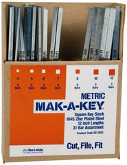 Made in USA - 12" Long, Key Stock Assortment - 18-8 Stainless Steel - Caliber Tooling