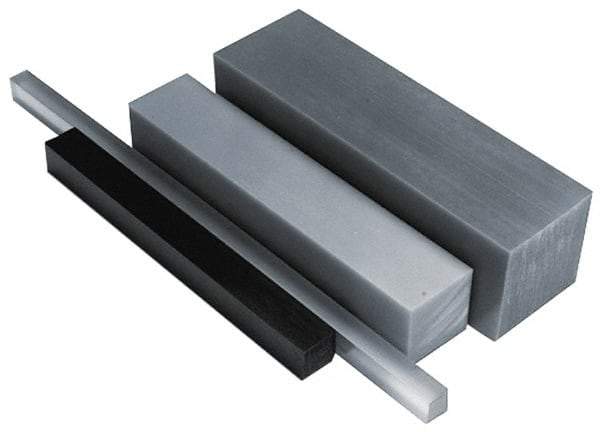 Made in USA - 3 Ft. Long x 1-1/2 Inch Wide x 1-1/2 Inch High, Polyurethane, Square Plastic Bar - Black, 90A Hardness, +/- 0.075 Tolerance - Caliber Tooling