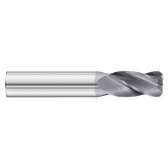 4mm Dia. x 50mm Overall Length 4-Flute 1mm C/R Solid Carbide SE End Mill-Round Shank-Center Cut-TiAlN - Caliber Tooling