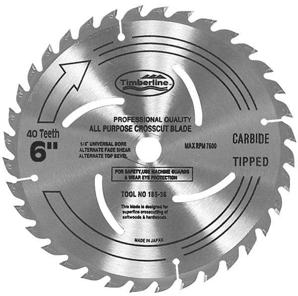 Amana Tool - 6" Diam, 1/2" Arbor Hole Diam, 40 Tooth Wet & Dry Cut Saw Blade - Carbide-Tipped, General Purpose Action, Standard Round Arbor - Caliber Tooling