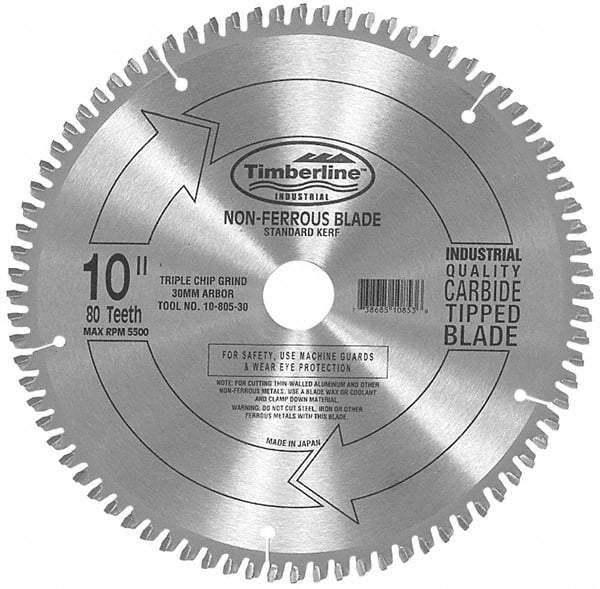 Amana Tool - 10" Diam, 5/8" Arbor Hole Diam, 60 Tooth Wet & Dry Cut Saw Blade - Carbide-Tipped, Chip Free Action, Standard Round Arbor - Caliber Tooling