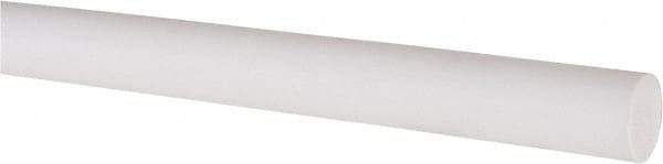 Made in USA - 2' Long, 1/2" Diam, PTFE (Virgin) Plastic Rod - White - Caliber Tooling