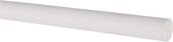 Made in USA - 5' Long, 1/2" Diam, PTFE (Virgin) Plastic Rod - White - Caliber Tooling