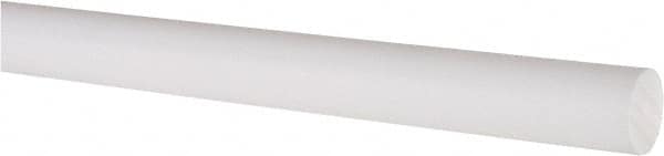 Made in USA - 1' Long, 5/8" Diam, PTFE (Virgin) Plastic Rod - White - Caliber Tooling