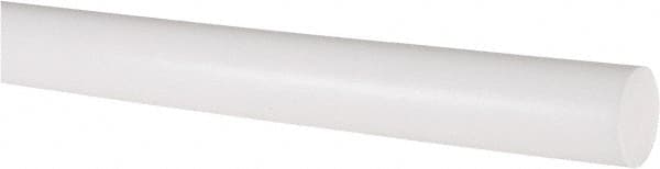 Made in USA - 3' Long, 3/4" Diam, PTFE (Virgin) Plastic Rod - White - Caliber Tooling