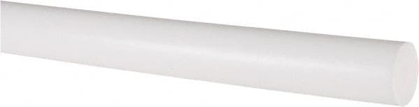 Made in USA - 6' Long, 3/4" Diam, PTFE (Virgin) Plastic Rod - White - Caliber Tooling