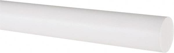 Made in USA - 1' Long, 1" Diam, PTFE (Virgin) Plastic Rod - White - Caliber Tooling