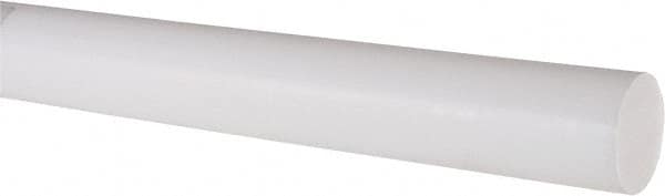 Made in USA - 1' Long, 1-1/4" Diam, PTFE (Virgin) Plastic Rod - White - Caliber Tooling