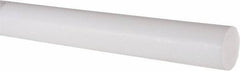 Made in USA - 2' Long, 1-1/4" Diam, PTFE (Virgin) Plastic Rod - White - Caliber Tooling