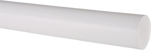 Made in USA - 1' Long, 1-1/2" Diam, PTFE (Virgin) Plastic Rod - White - Caliber Tooling