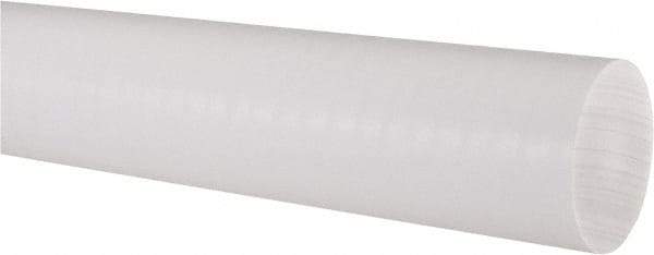 Made in USA - 4' Long, 2" Diam, PTFE (Virgin) Plastic Rod - White - Caliber Tooling