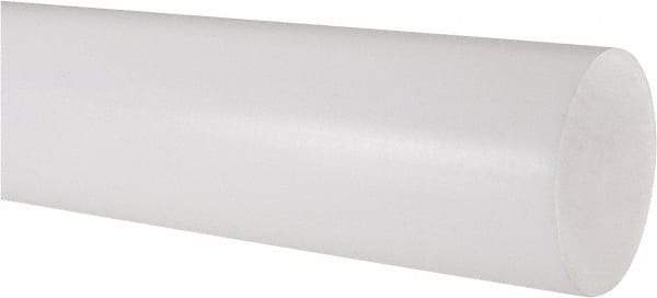 Made in USA - 4' Long, 2-1/2" Diam, PTFE (Virgin) Plastic Rod - White - Caliber Tooling