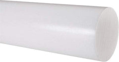 Made in USA - 2' Long, 3" Diam, PTFE (Virgin) Plastic Rod - White - Caliber Tooling