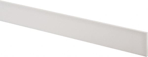 Made in USA - 4 Ft. Long x 1-1/2 Inch Wide x 1/8 Inch High, Virgin PTFE, Rectangular Plastic Bar - White, +/- 0.060 Tolerance - Caliber Tooling