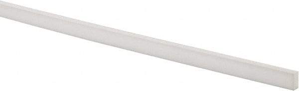 Made in USA - 4 Ft. Long x 1/2 Inch Wide x 1/4 Inch High, Virgin PTFE, Rectangular Plastic Bar - White, +/- 0.060 Tolerance - Caliber Tooling