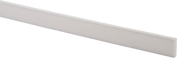 Made in USA - 2 Ft. Long x 1 Inch Wide x 1/4 Inch High, Virgin PTFE, Rectangular Plastic Bar - White, +/- 0.060 Tolerance - Caliber Tooling