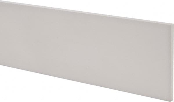 Made in USA - 1 Ft. Long x 4 Inch Wide x 1/4 Inch High, Virgin PTFE, Rectangular Plastic Bar - White, +/- 0.060 Tolerance - Caliber Tooling