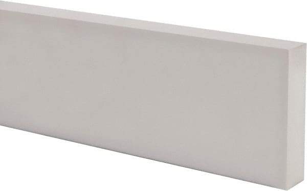 Made in USA - 1 Ft. Long x 4 Inch Wide x 1 Inch High, Virgin PTFE, Rectangular Plastic Bar - White, +/- 0.060 Tolerance - Caliber Tooling