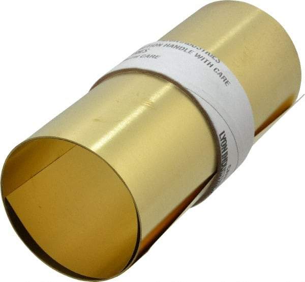 Made in USA - 5 Ft. Long x 6 Inch Wide x 0.004 Inch Thick, Roll Shim Stock - Brass - Caliber Tooling