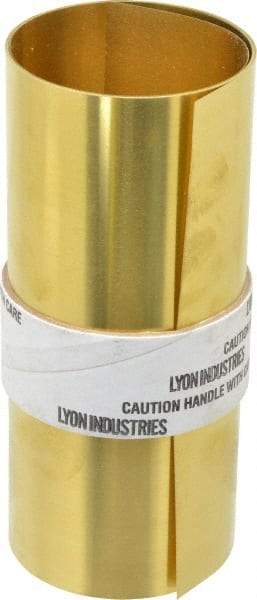 Made in USA - 5 Ft. Long x 6 Inch Wide x 0.007 Inch Thick, Roll Shim Stock - Brass - Caliber Tooling