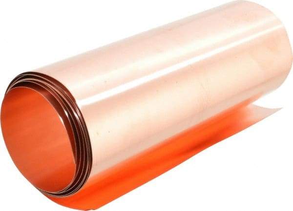 Made in USA - 4 Piece, 50 Inch Long x 6 Inch Wide x 0.001 to 0.01 Inch Thick, Assortment Roll Shim Stock - Copper, 0.001 to 0.01 Inch Thick - Caliber Tooling