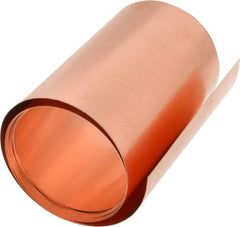 Made in USA - 100 Inch Long x 6 Inch Wide x 0.008 Inch Thick, Roll Shim Stock - Copper - Caliber Tooling